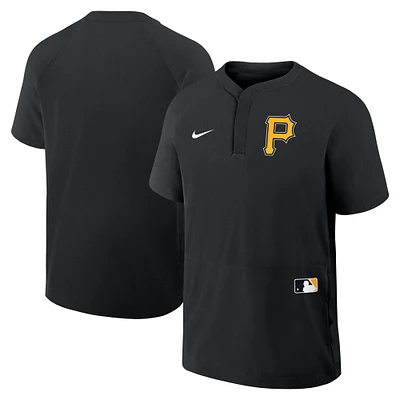 Men's Nike Black Pittsburgh Pirates Authentic Collection Raglan Short Sleeve Windshirt