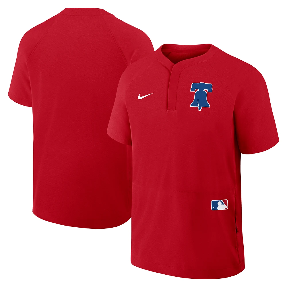 Men's Nike Red Philadelphia Phillies Authentic Collection Raglan Short Sleeve Windshirt