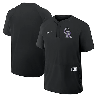 Men's Nike Black Colorado Rockies Authentic Collection Raglan Short Sleeve Windshirt