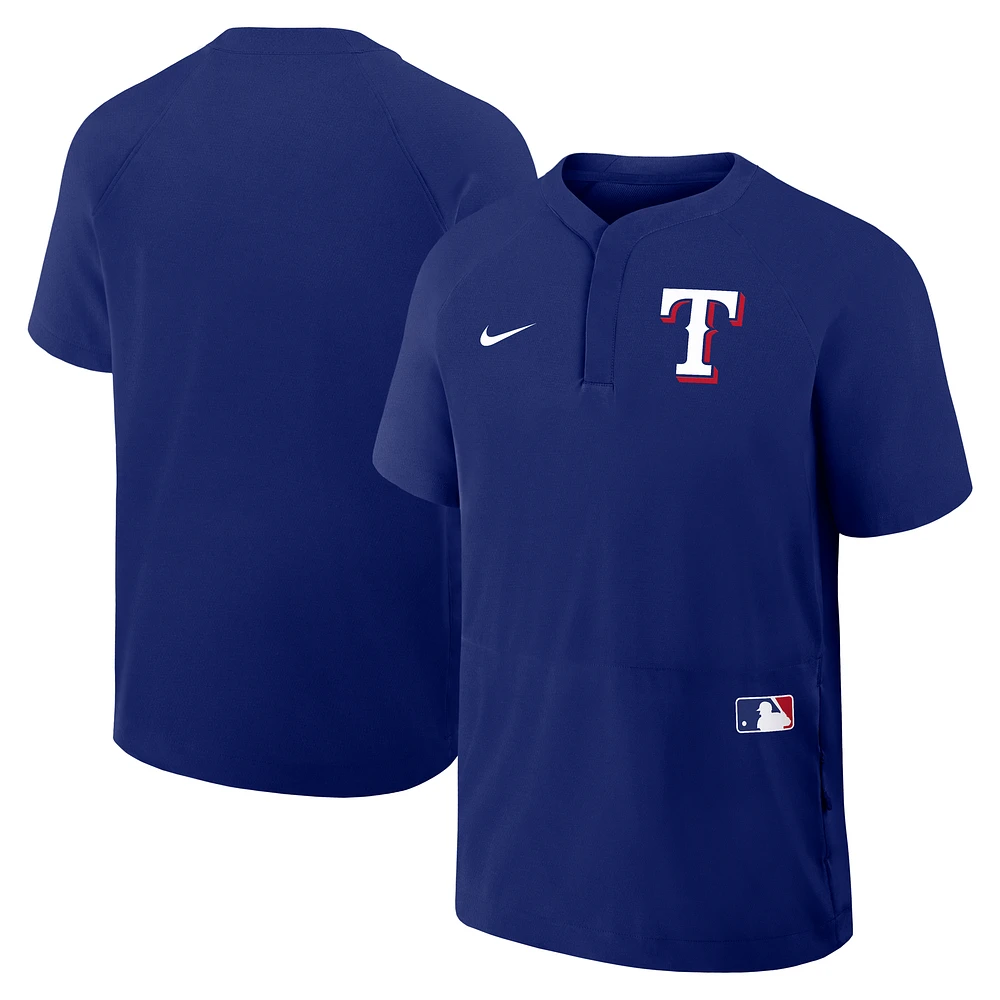 Men's Nike Royal Texas Rangers Authentic Collection Raglan Short Sleeve Windshirt