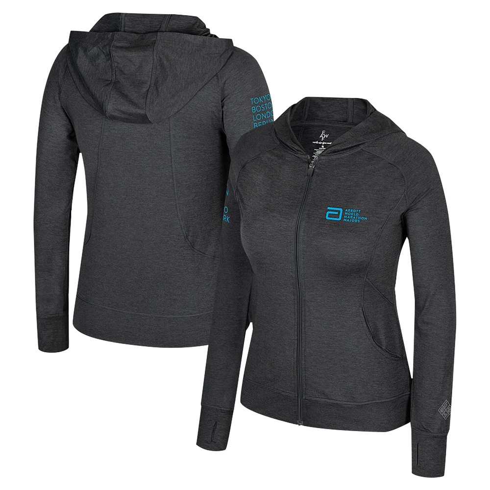 Women's Colosseum Black Abbott World Marathon Majors Aflame Recycled Hoodie Full-Zip Jacket