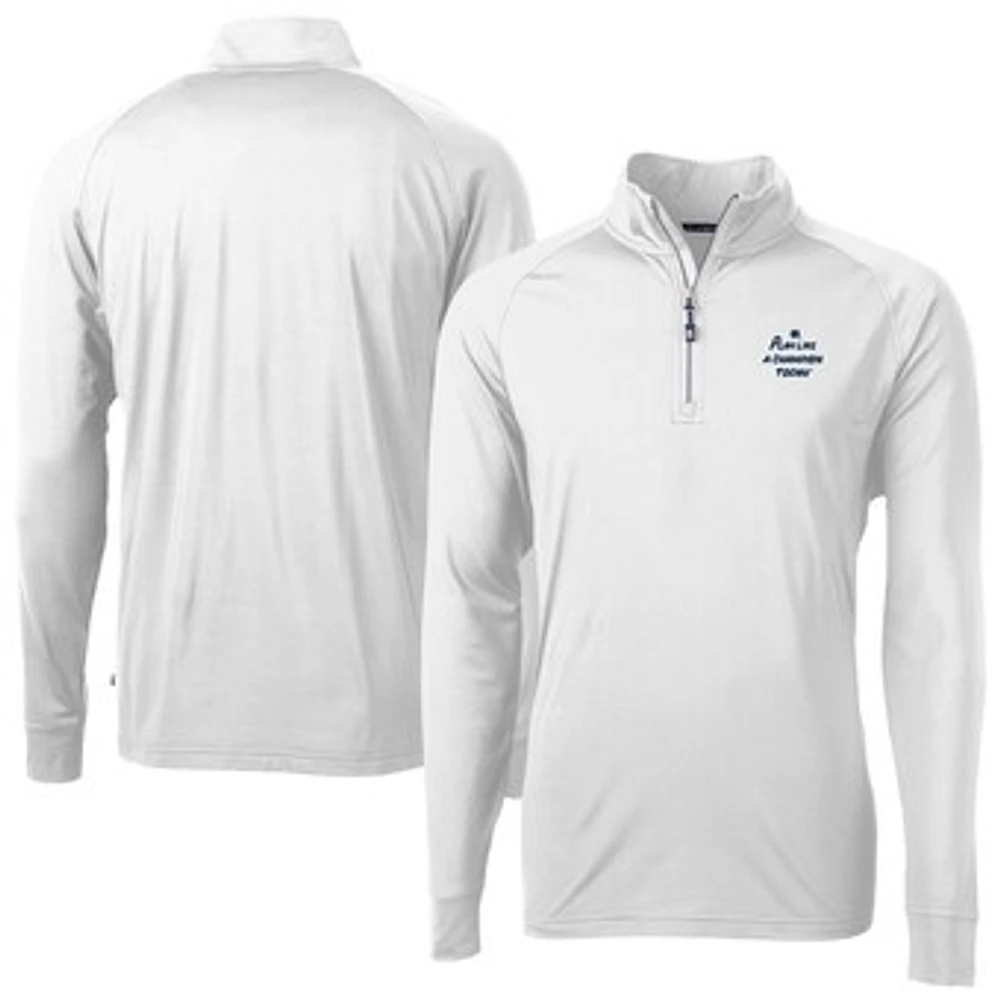 Men's Cutter & Buck White Notre Dame Fighting Irish Play Like A Champion Today Adapt Eco Knit Stretch Recycled DryTec Quarter-Zip Top