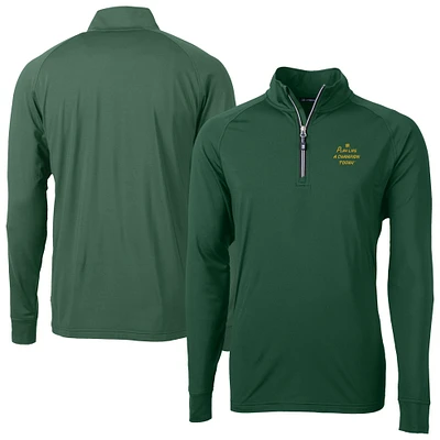 Men's Cutter & Buck Hunter Green Notre Dame Fighting Irish Play Like A Champion Today Adapt Eco Knit Stretch Recycled DryTec Quarter-Zip Top