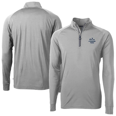 Men's Cutter & Buck Gray Notre Dame Fighting Irish Play Like A Champion Today Adapt Eco Knit Stretch Recycled DryTec Quarter-Zip Top