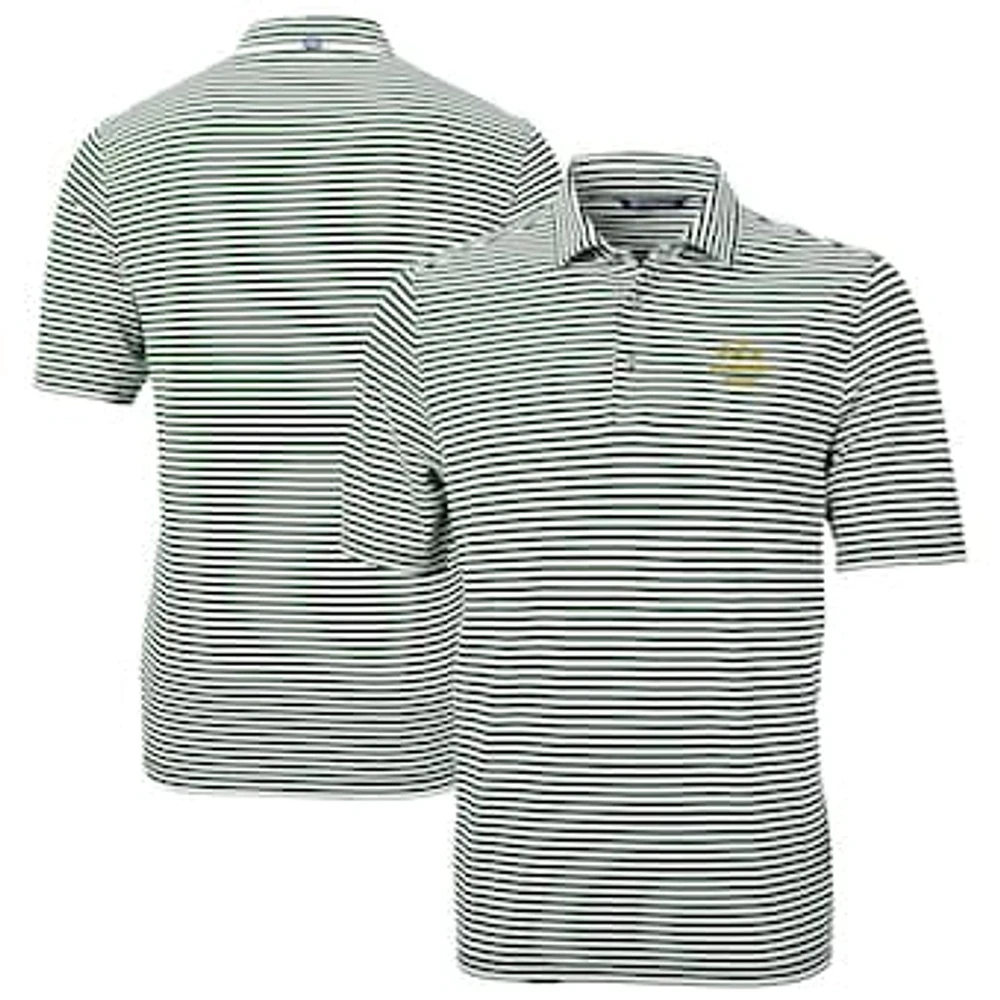 Men's Cutter & Buck Green Notre Dame Fighting Irish Play Like A Champion Today Virtue Eco Pique Stripe Recycled DryTec Polo