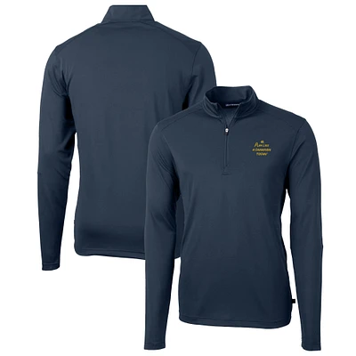 Men's Cutter & Buck Navy Notre Dame Fighting Irish Play Like A Champion Today Virtue Eco Pique Recycled DryTec Quarter-Zip Top