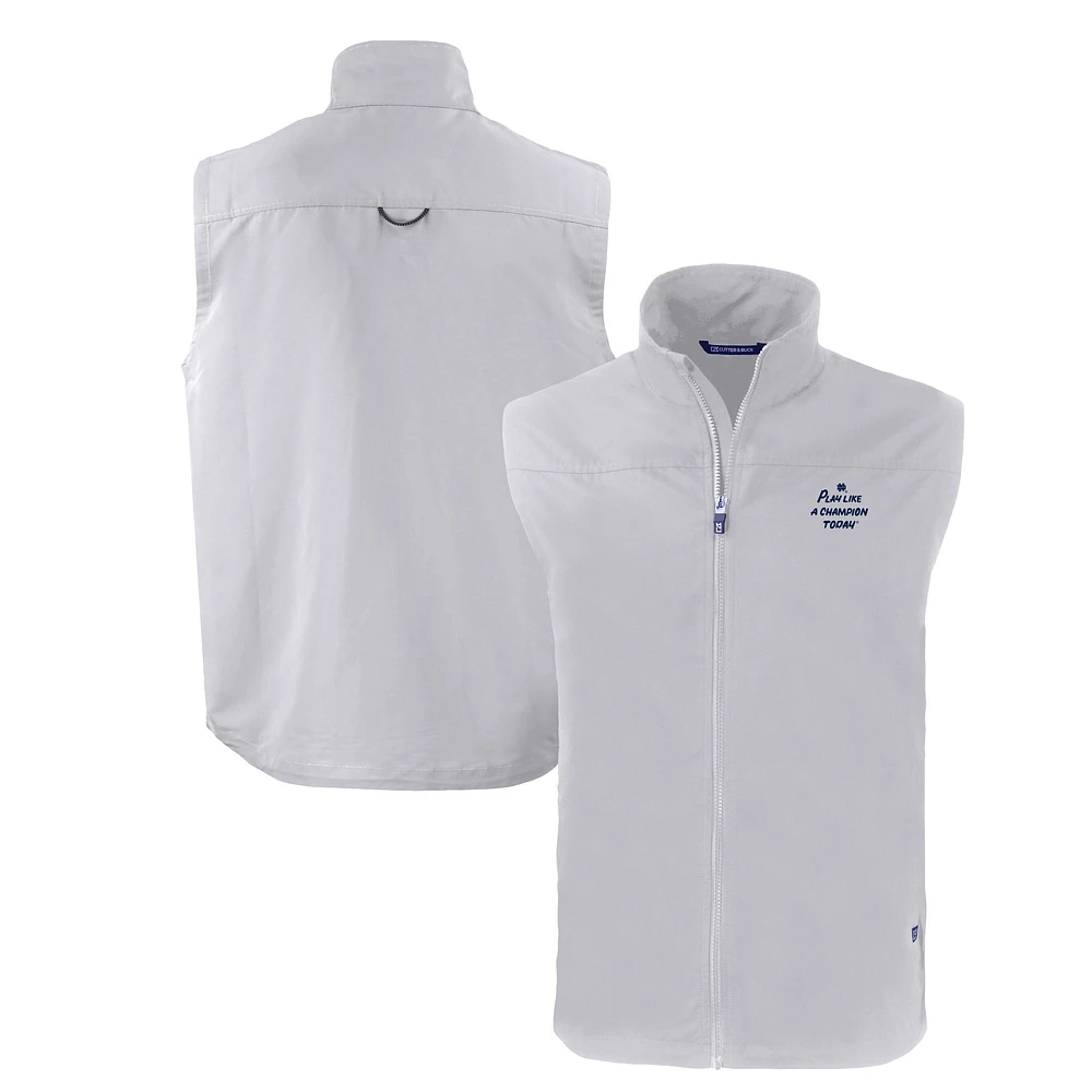 Men's Cutter & Buck Gray Notre Dame Fighting Irish Play Like A Champion Today Charter Eco Recycled Full-Zip Vest