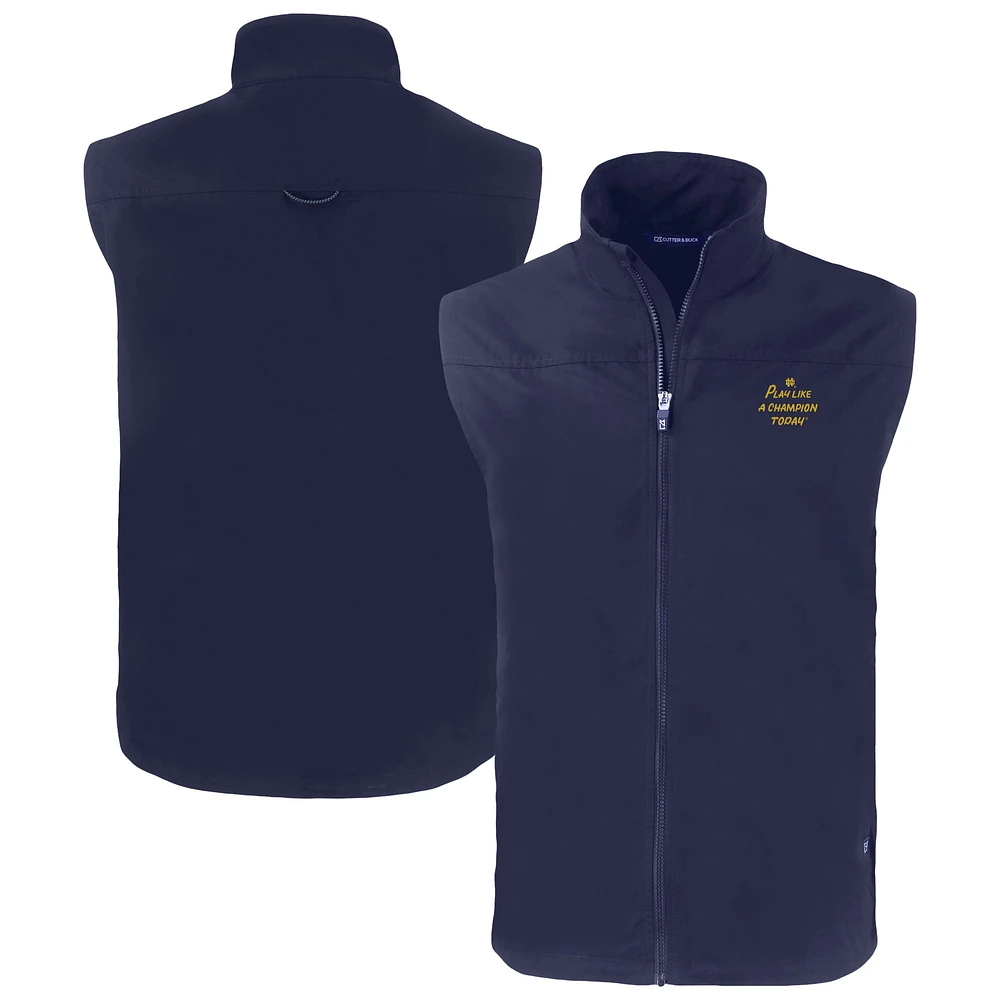 Men's Cutter & Buck Navy Notre Dame Fighting Irish Play Like A Champion Today Charter Eco Recycled Full-Zip Vest