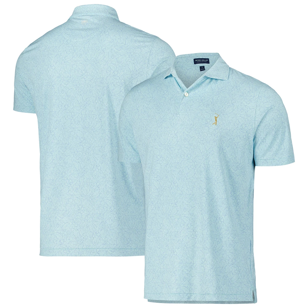 Men's Peter Millar Aqua THE PLAYERS Tailored Fit Trellis Performance Jersey Polo