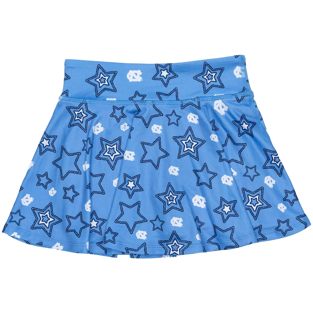 Girls Youth ZooZatz Carolina Blue North Carolina Tar Heels Star Flowy Skort