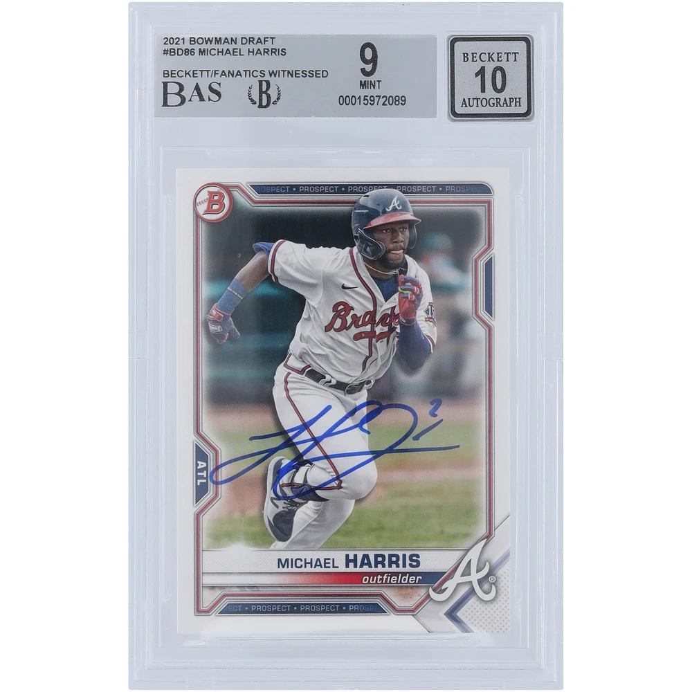 Michael Harris II Atlanta Braves Autographed 2021 Bowman Draft #BD-86 Beckett Fanatics Witnessed Authenticated 9/10 Card