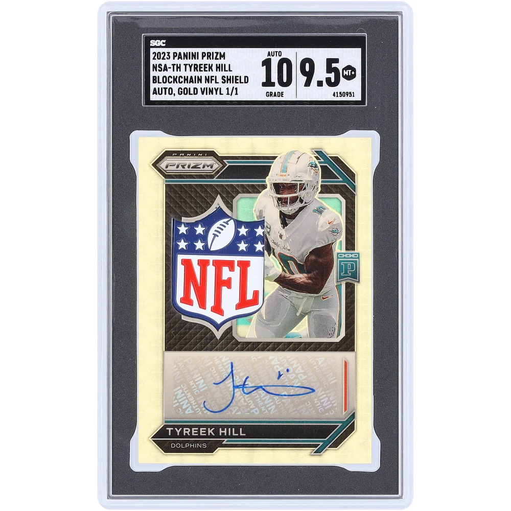 Tyreek Hill Miami Dolphins Autographed 2023 Panini Prizm NFL Shield Relic #NSA-TH #1/1 SGC Authenticated 9.5/10 Card