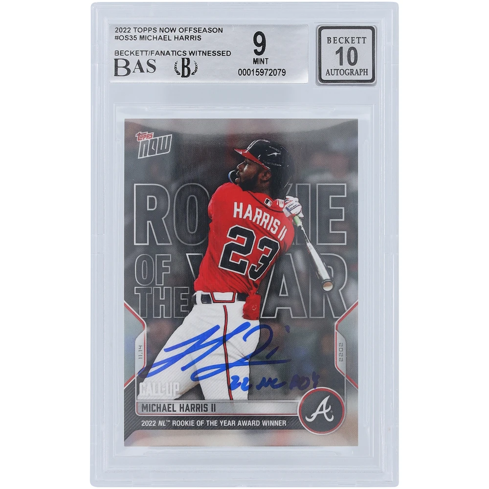 Michael Harris II Atlanta Braves Autographed 2022 Topps Offseason #OS-35 Beckett Fanatics Witnessed Authenticated 9/10 Card with "22 NL ROY" Inscription