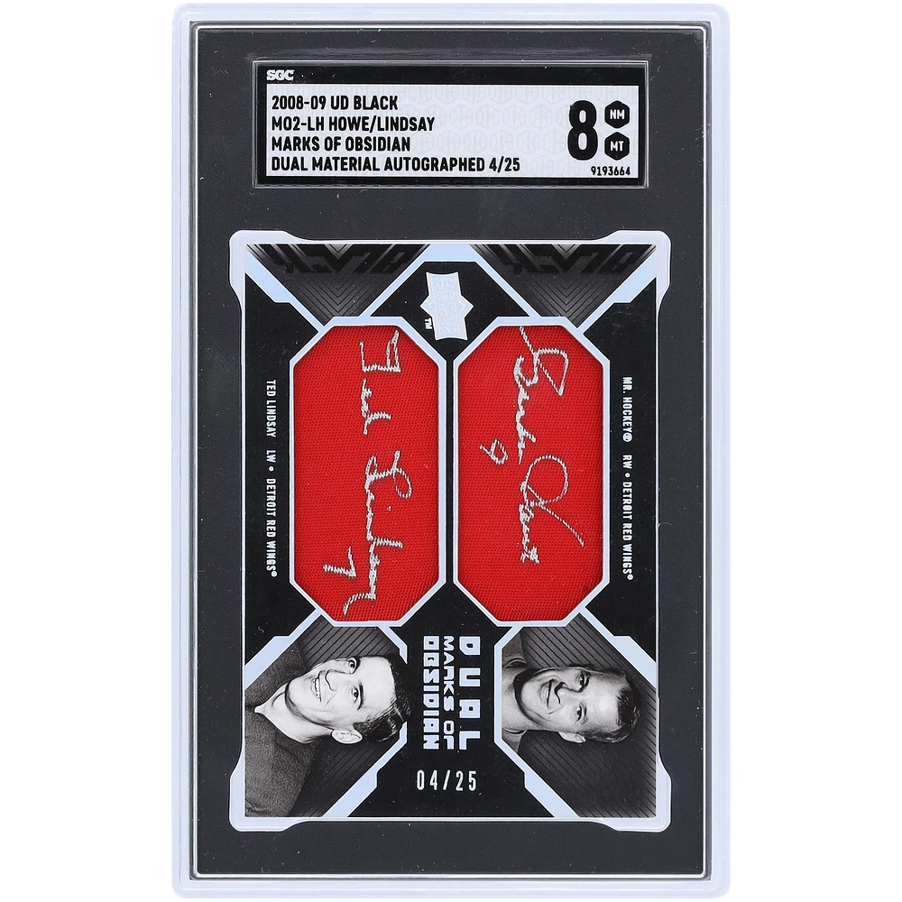 Gordie Howe & Ted Lindsay Detroit Red Wings Autographed 2008-09 Upper Deck Black Dual Cut Sig Relic #MO2-LH #4/25 SGC Authenticated 8 Card
