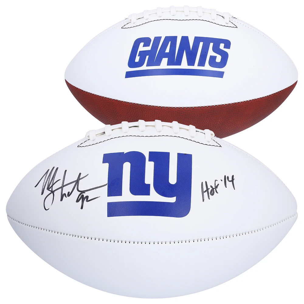 Michael Strahan New York Giants Autographed Franklin White Panel Football with "HOF 14" Inscription