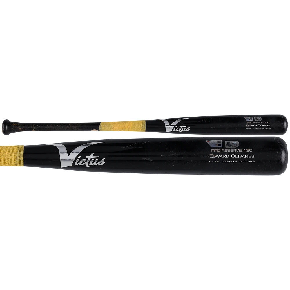 Edward Olivares Pittsburgh Pirates Game-Used Black Victus Broken Bat vs. Baltimore Orioles on April 6, 2024