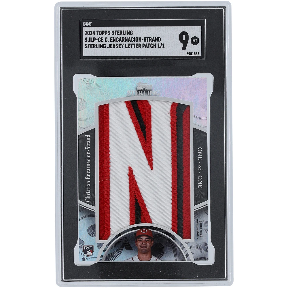 Christian Encarnacion-Strand Cincinnati Reds Autographed 2024 Topps Sterling Game Used Letter Patch #SJLP-CE #1/1 SGC Authenticated 9 Rookie Card