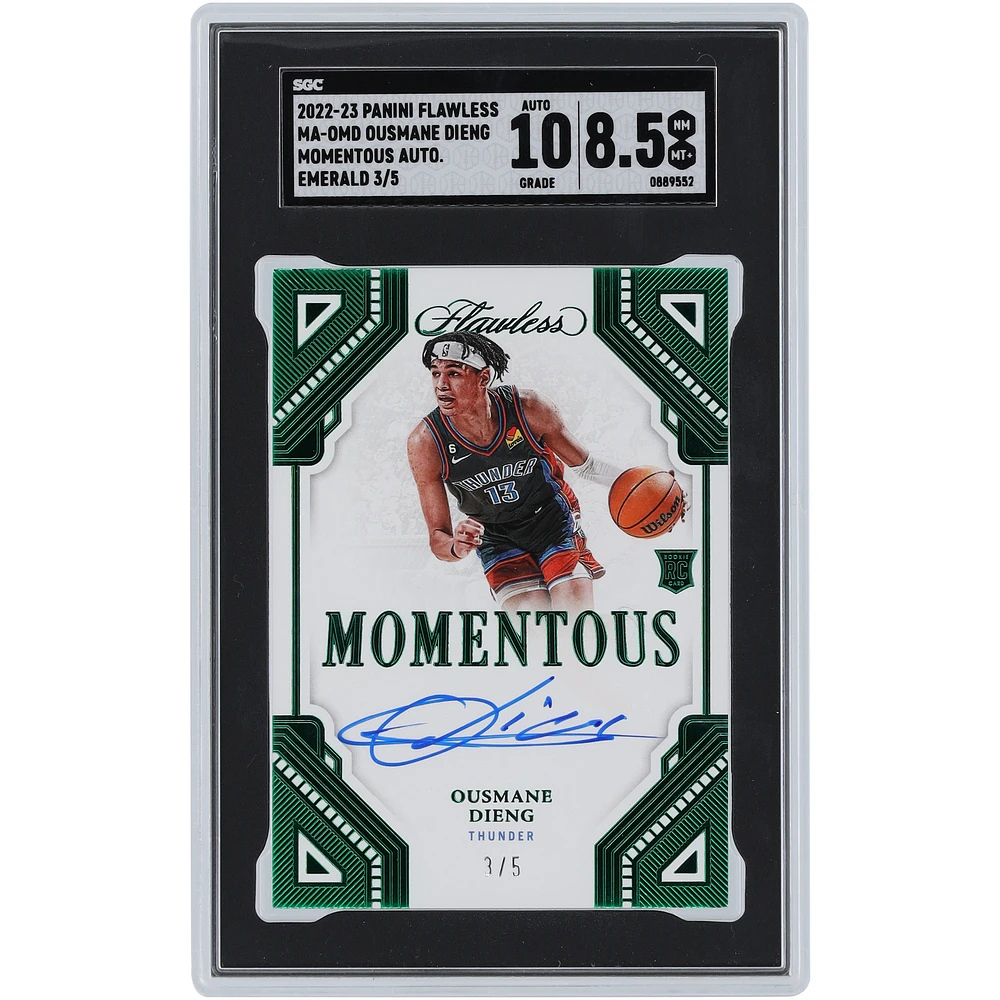 Ousmane Dieng Oklahoma City Thunder Autographed 2022-23 Panini Flawless Momentous Emerald #MA-OMD #3/5 SGC Authenticated 8.5/10 Rookie Card