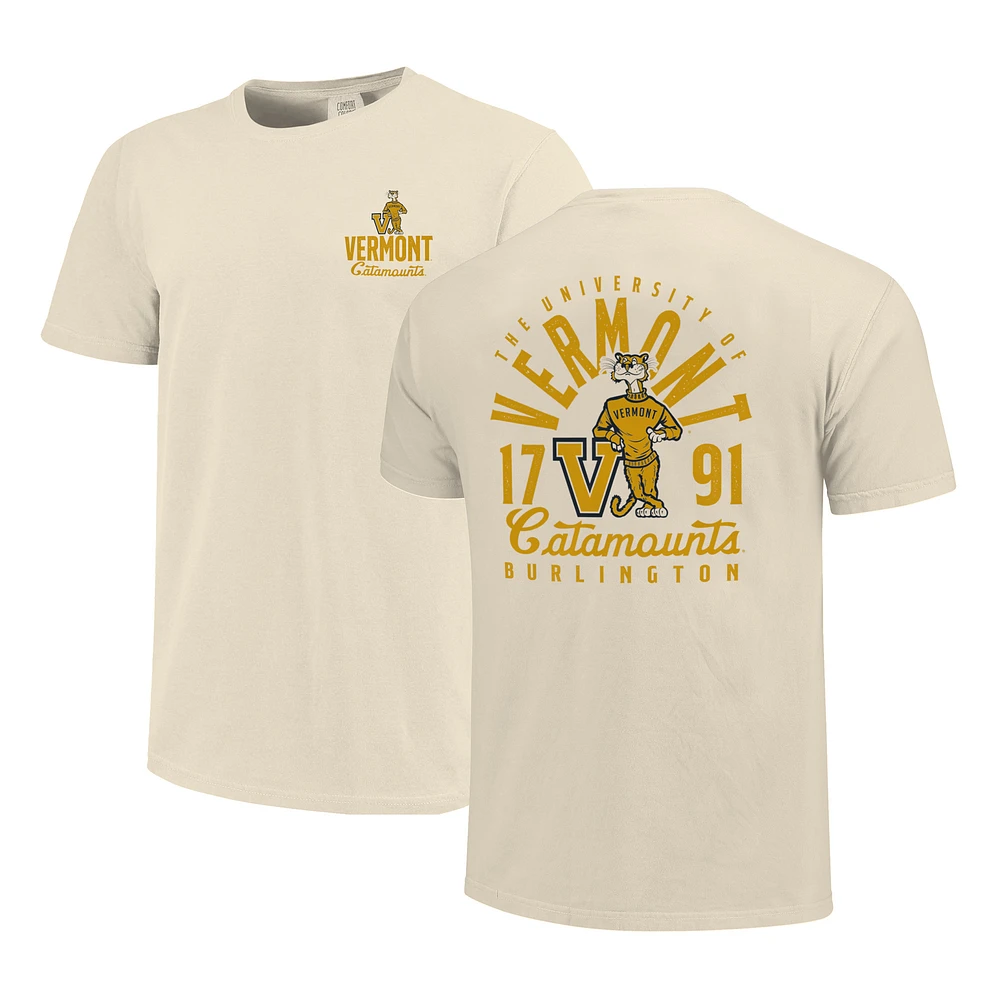 Men's Cream Vermont Catamounts Comfort Colors Mascot Overlay T-Shirt