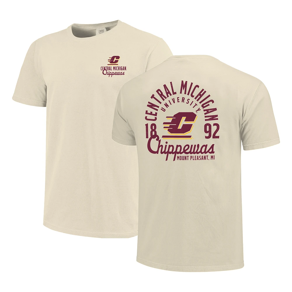 Men's Cream Central Michigan Chippewas Comfort Colors Mascot Overlay T-Shirt