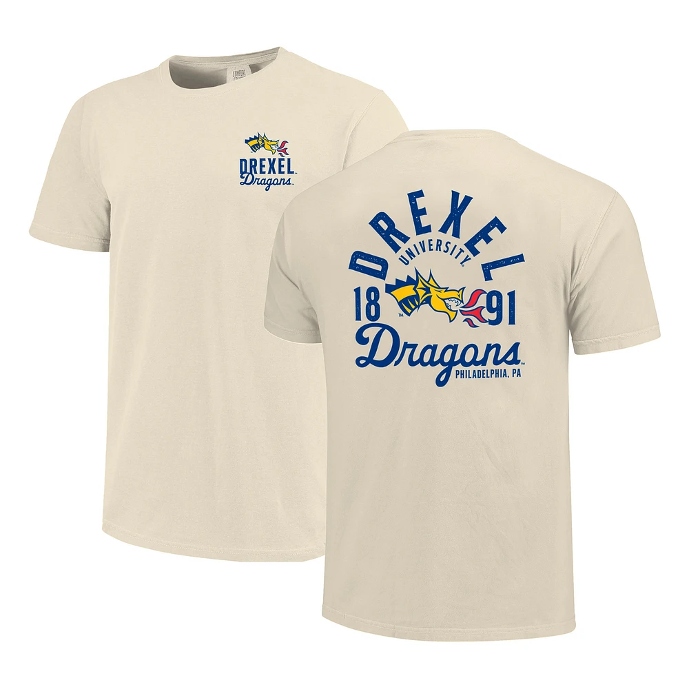 Men's Cream Drexel Dragons Comfort Colors Mascot Overlay T-Shirt