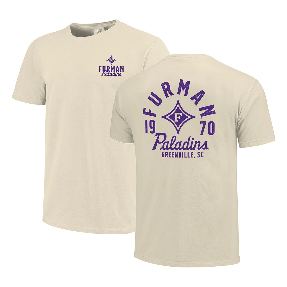 Men's Cream Furman Paladins Comfort Colors Mascot Overlay T-Shirt
