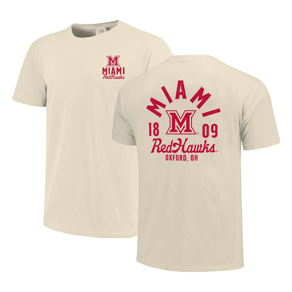 Men's Cream Miami University RedHawks Comfort Colors Mascot Overlay T-Shirt
