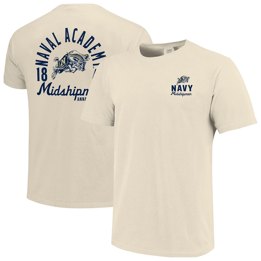 Men's Cream Navy Midshipmen Comfort Colors Mascot Overlay T-Shirt