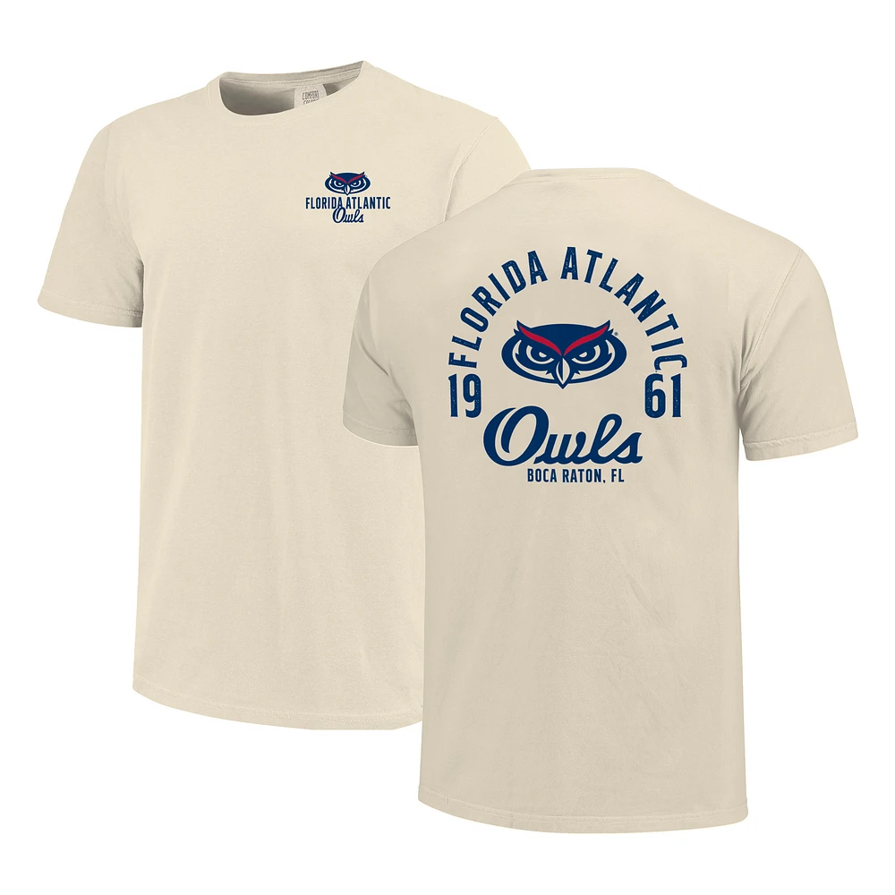 Men's Cream Florida Atlantic Owls Comfort Colors Mascot Overlay T-Shirt