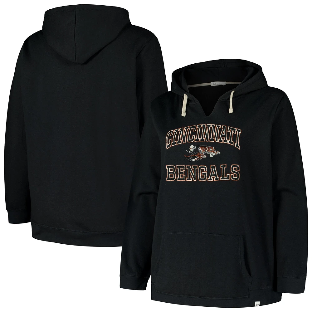 Women's '47 Black Cincinnati Bengals Plus Clarity Kennedy Pullover Hoodie