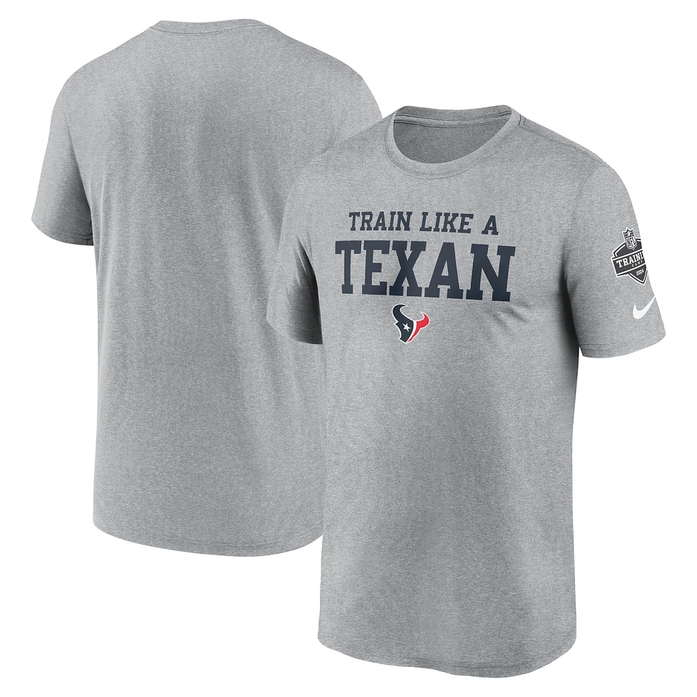 Men's Nike Heather Gray Houston Texans 2024 NFL Training Camp Legend Performance T-Shirt