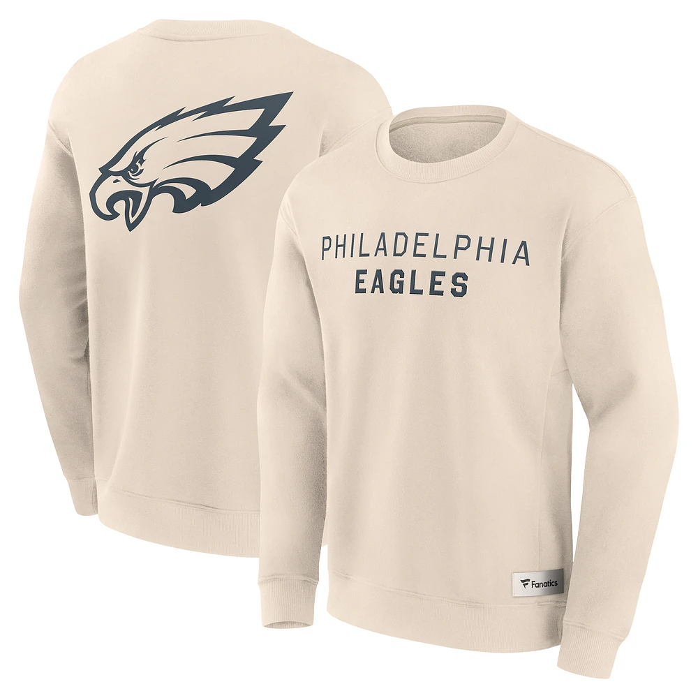Men's Fanatics Cream Philadelphia Eagles Elements Future Ground Lettering Pullover Sweatshirt