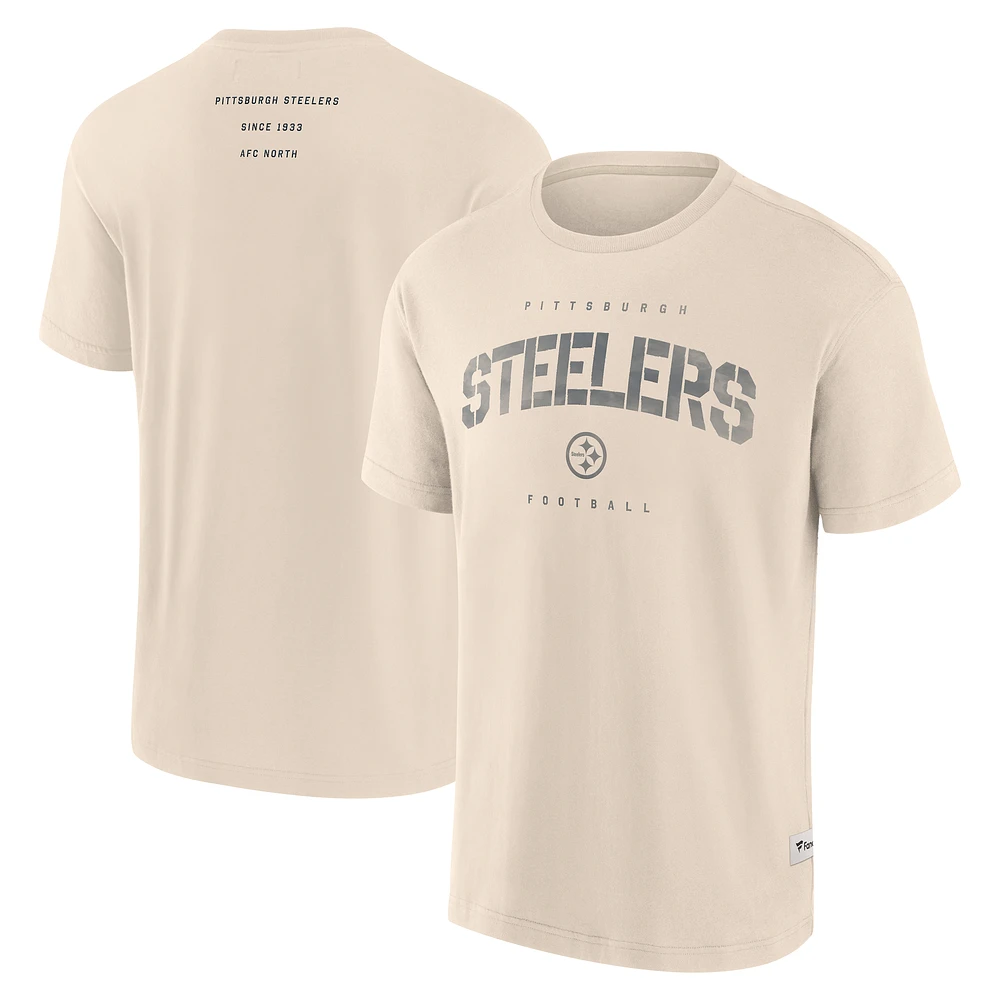 Men's Fanatics Cream Pittsburgh Steelers Elements Weathered Tonal Future Ground T-Shirt