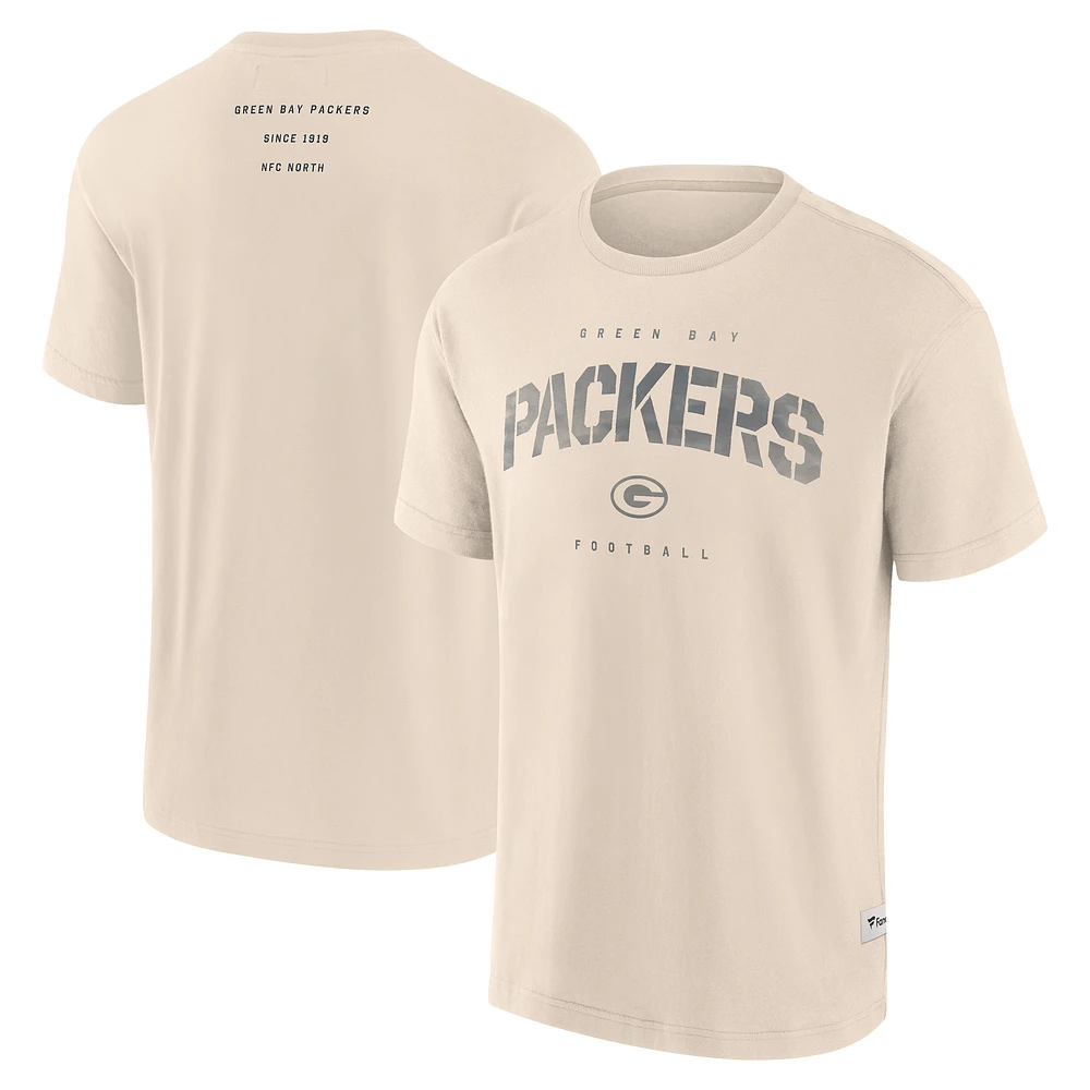 Men's Fanatics Cream Green Bay Packers Elements Weathered Tonal Future Ground T-Shirt