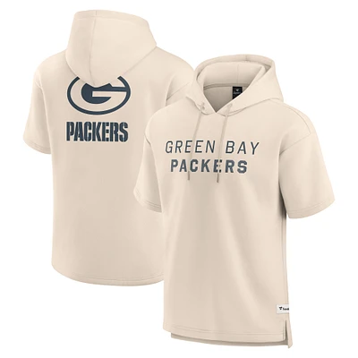 Men's Fanatics Cream Green Bay Packers Elements Future Ground Lettering Short Sleeve Pullover Hoodie