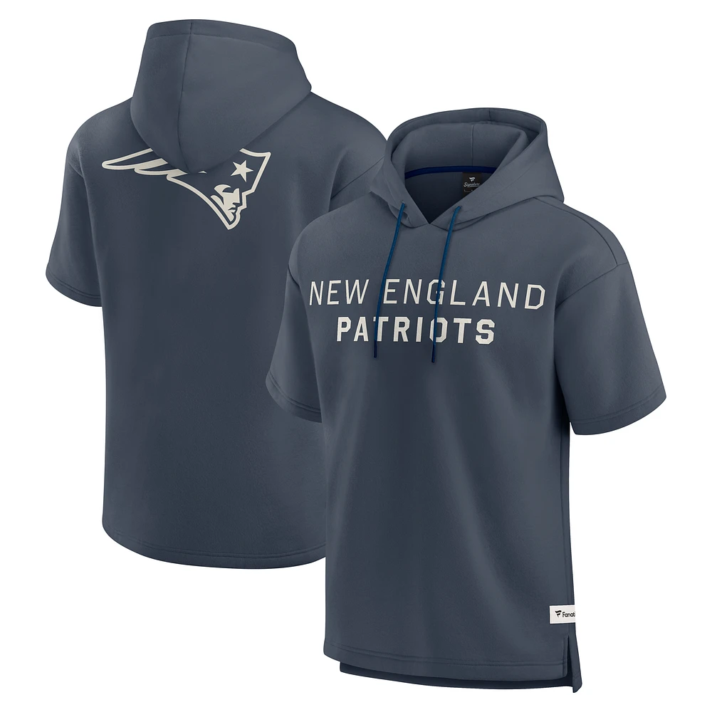 Men's Fanatics Navy New England Patriots Elements Future Ground Lettering Short Sleeve Pullover Hoodie