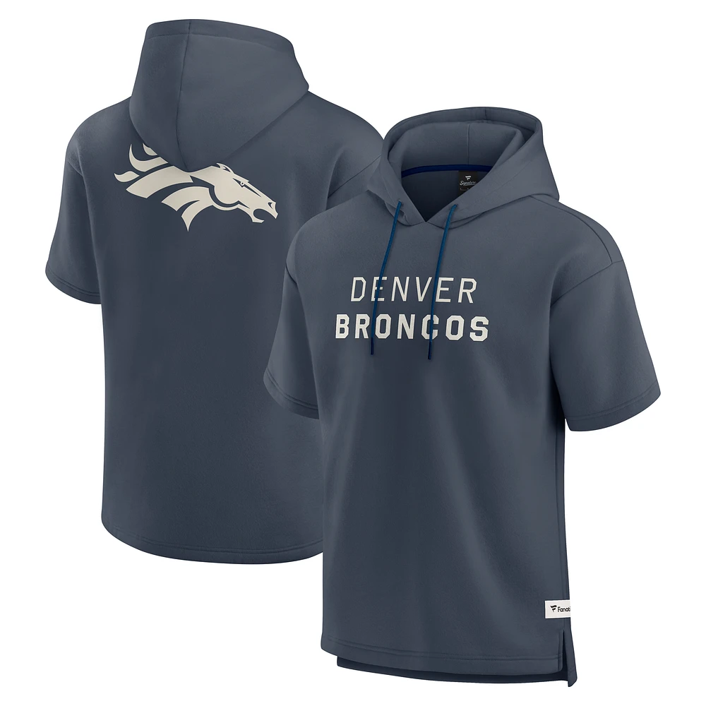 Men's Fanatics Navy Denver Broncos Elements Future Ground Lettering Short Sleeve Pullover Hoodie