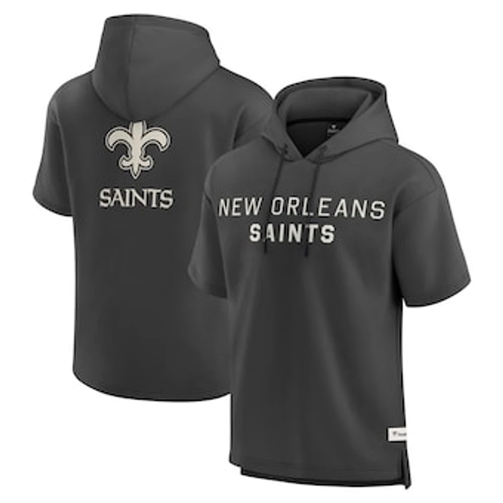 Men's Fanatics Charcoal New Orleans Saints Elements Future Ground Lettering Short Sleeve Pullover Hoodie