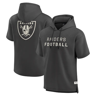 Men's Fanatics Charcoal Las Vegas Raiders Elements Future Ground Lettering Short Sleeve Pullover Hoodie
