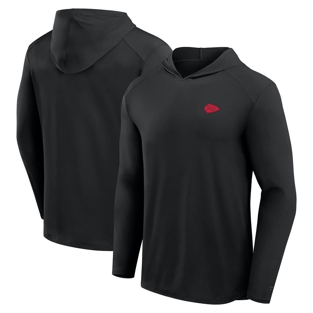 Men's Fanatics Black Kansas City Chiefs Front Office Power Mono Long Sleeve Hoodie T-Shirt