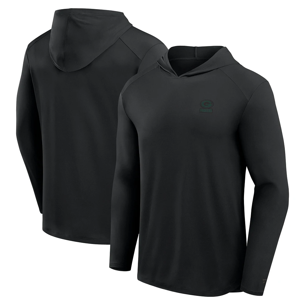 Men's Fanatics Black Green Bay Packers Front Office Power Mono Long Sleeve Hoodie T-Shirt