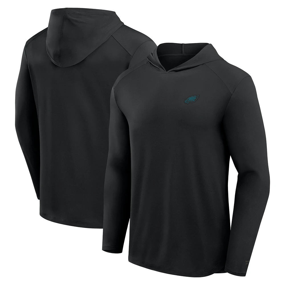 Men's Fanatics Black Philadelphia Eagles Front Office Power Mono Long Sleeve Hoodie T-Shirt