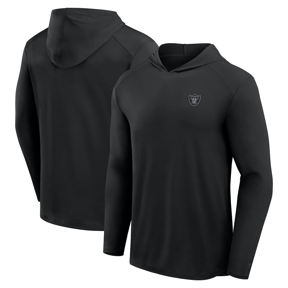 Men's Fanatics Black Las Vegas Raiders Front Office Power Mono Long Sleeve Hoodie T-Shirt