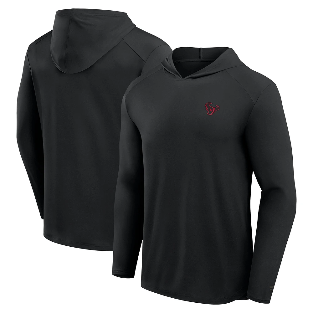 Men's Fanatics Black Houston Texans Front Office Power Mono Long Sleeve Hoodie T-Shirt