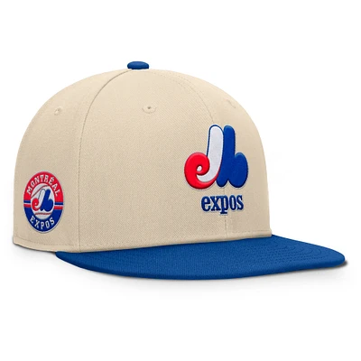 Men's Fanatics Natural/Blue Montreal Expos Cooperstown Collection Bounder Snapback Hat