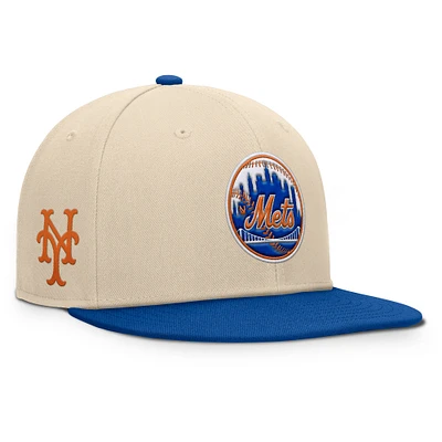 Men's Fanatics Natural/Royal New York Mets Cooperstown Collection Bounder Snapback Hat