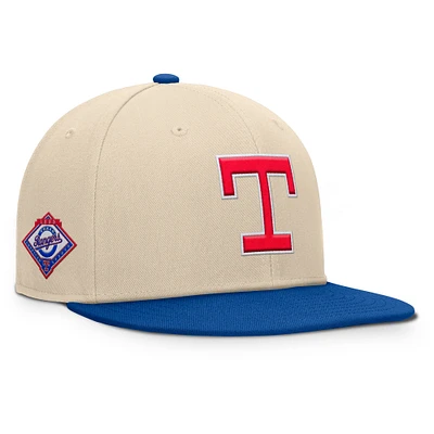 Men's Fanatics Natural/Royal Texas Rangers Cooperstown Collection Bounder Snapback Hat
