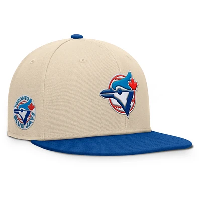 Men's Fanatics Natural/Royal Toronto Blue Jays Cooperstown Collection Bounder Snapback Hat