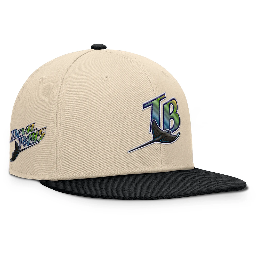Men's Fanatics Natural/Black Tampa Bay Rays Cooperstown Collection Bounder Snapback Hat