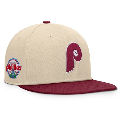 Men's Fanatics Natural/Burgundy Philadelphia Phillies Cooperstown Collection Bounder Snapback Hat
